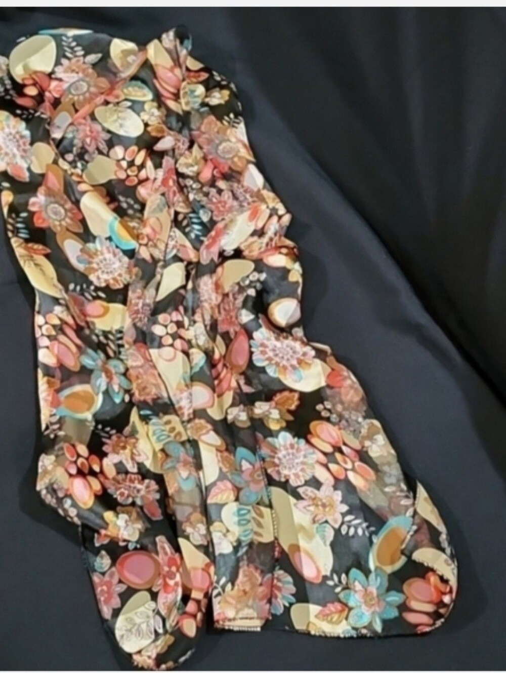 Vintage Sheer Floral Print Scarf